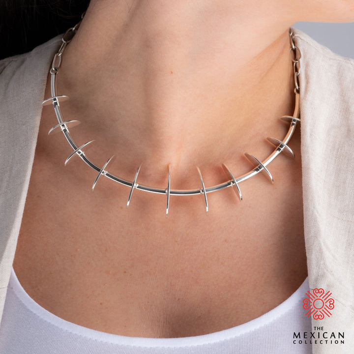 Wide Sterling silver Modernist Necklace