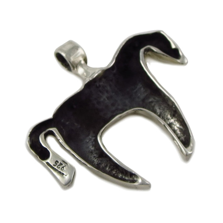 Modernist 925 Silver Horse Equine Design Pendant Necklace