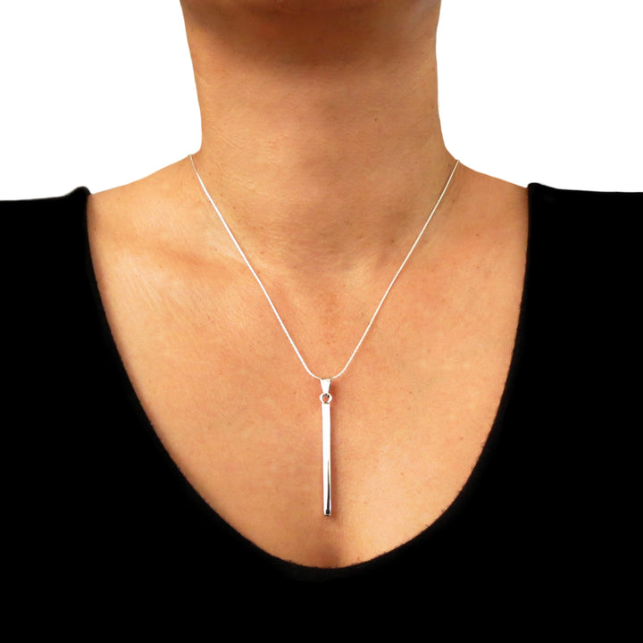 Solid Sterling 925 Silver Long Matchstick Pendant