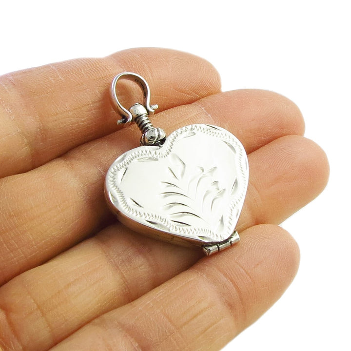 Sterling 925 Silver Heart Shaped Locket Open Pendant