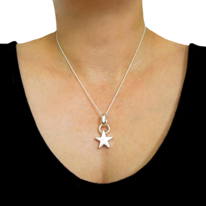 Celestial Star 925 Sterling Silver Three Dimensional Pendant Necklace