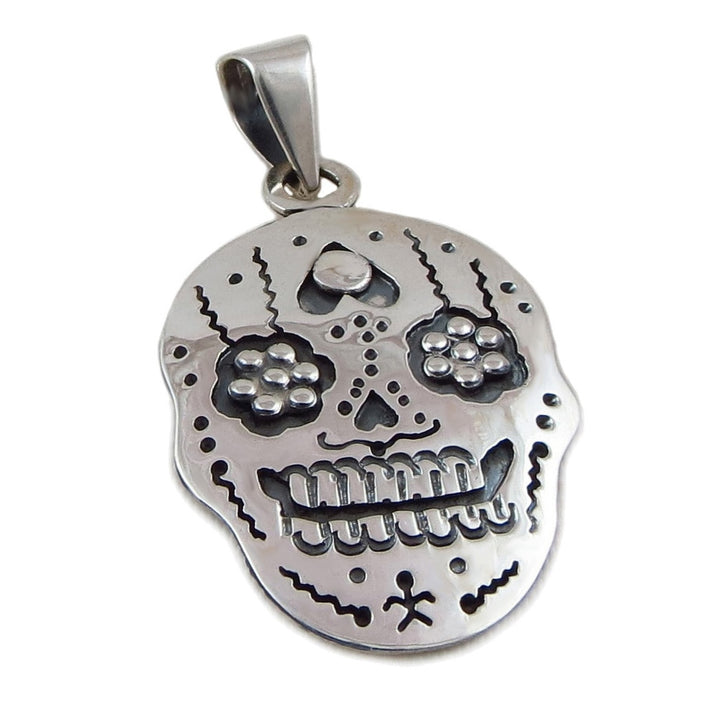 Rockabilly Day of the Dead Sugar Skull 925 Sterling Silver Pendant