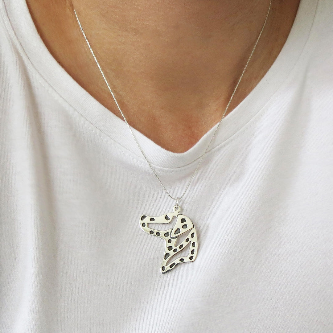 Dalmatian 925 Sterling Silver Dog Pendant Necklace