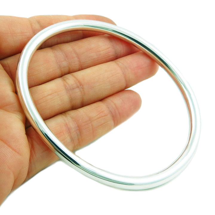 Hallmarked Sterling 925 Silver Polished Oval Bangle
