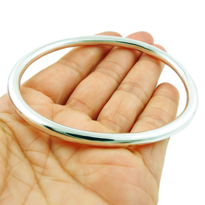 Hallmarked Sterling 925 Silver Polished Oval Bangle
