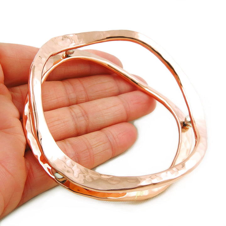 Large Copper and Silver Bead Infinity Bangle in a Gift Box