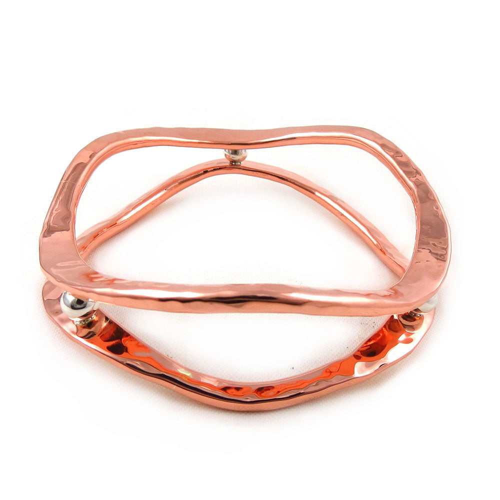 Large Copper and Silver Bead Infinity Bangle in a Gift Box