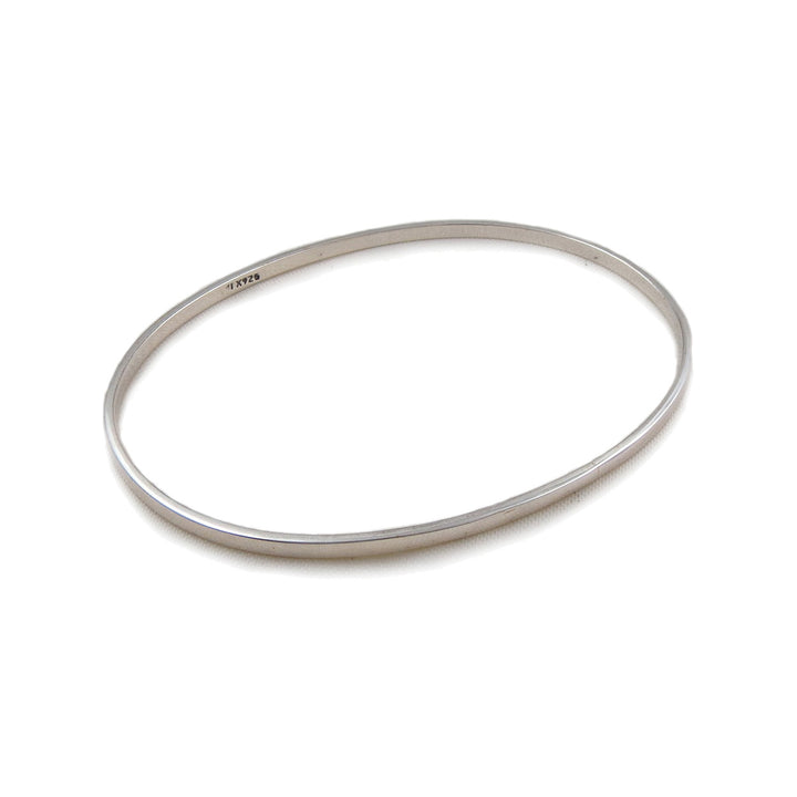 925 Sterling Silver Oval Flat Edged Bangle