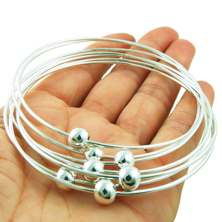 Large Sterling Silver Weekly Stacker Bangle