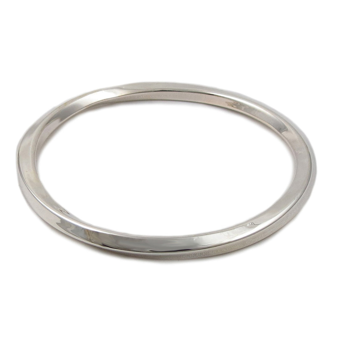 Hallmarked Sterling Silver Large Twisted Square Edged Bangle