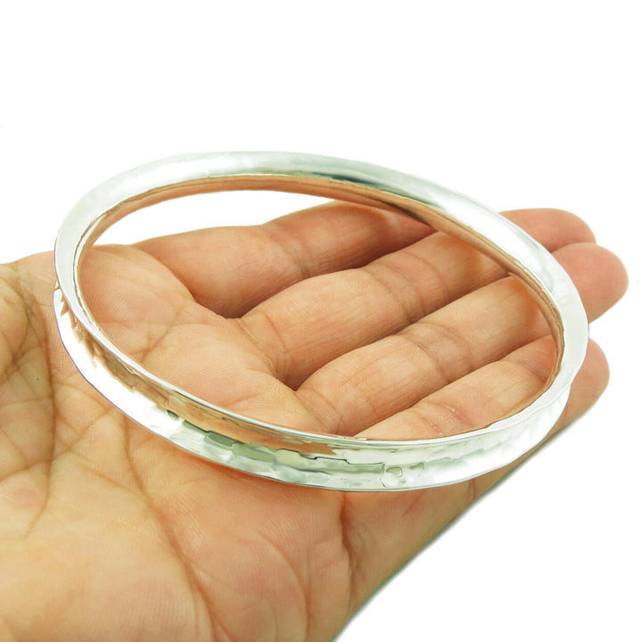 Women's Large Solid 925 Sterling Silver Handmade Bangle Cuff