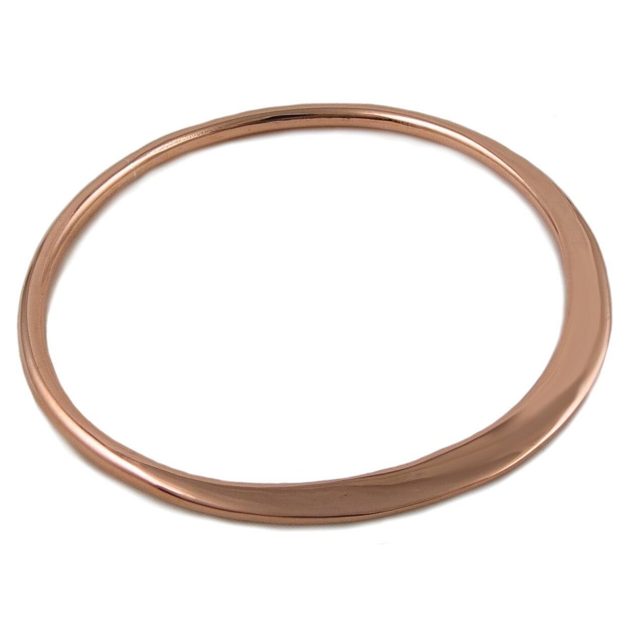 Large Polished Copper Sculpted Circle Bangle