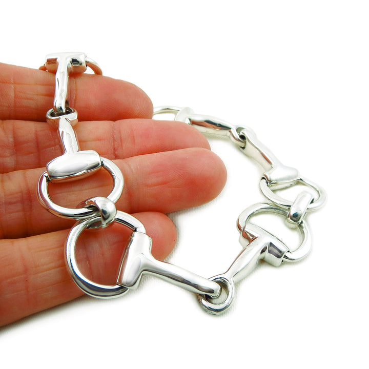 Chunky Sterling Silver Horse Snaffle Bit Bracelet for Women