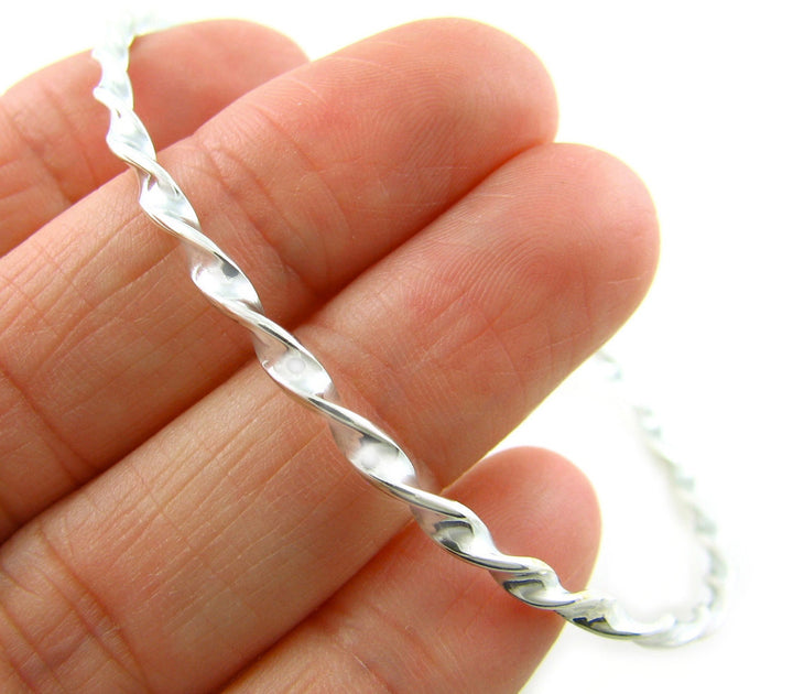 Large Sterling Silver Twisted Bangle