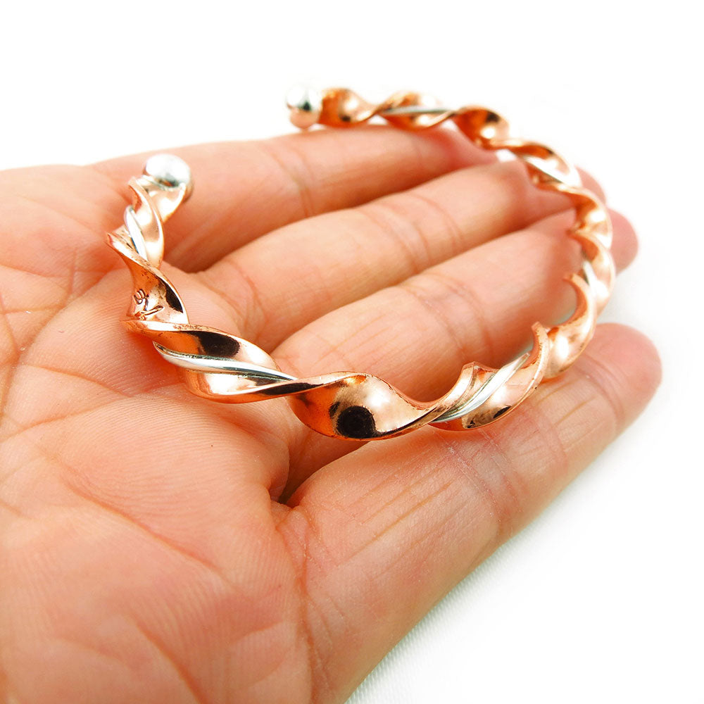 Solid Twisted Copper and Silver Bracelet