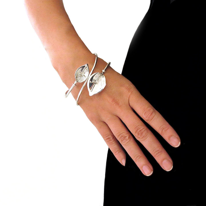 Calla Lily 925 Sterling Silver Flower Bracelet Cuff