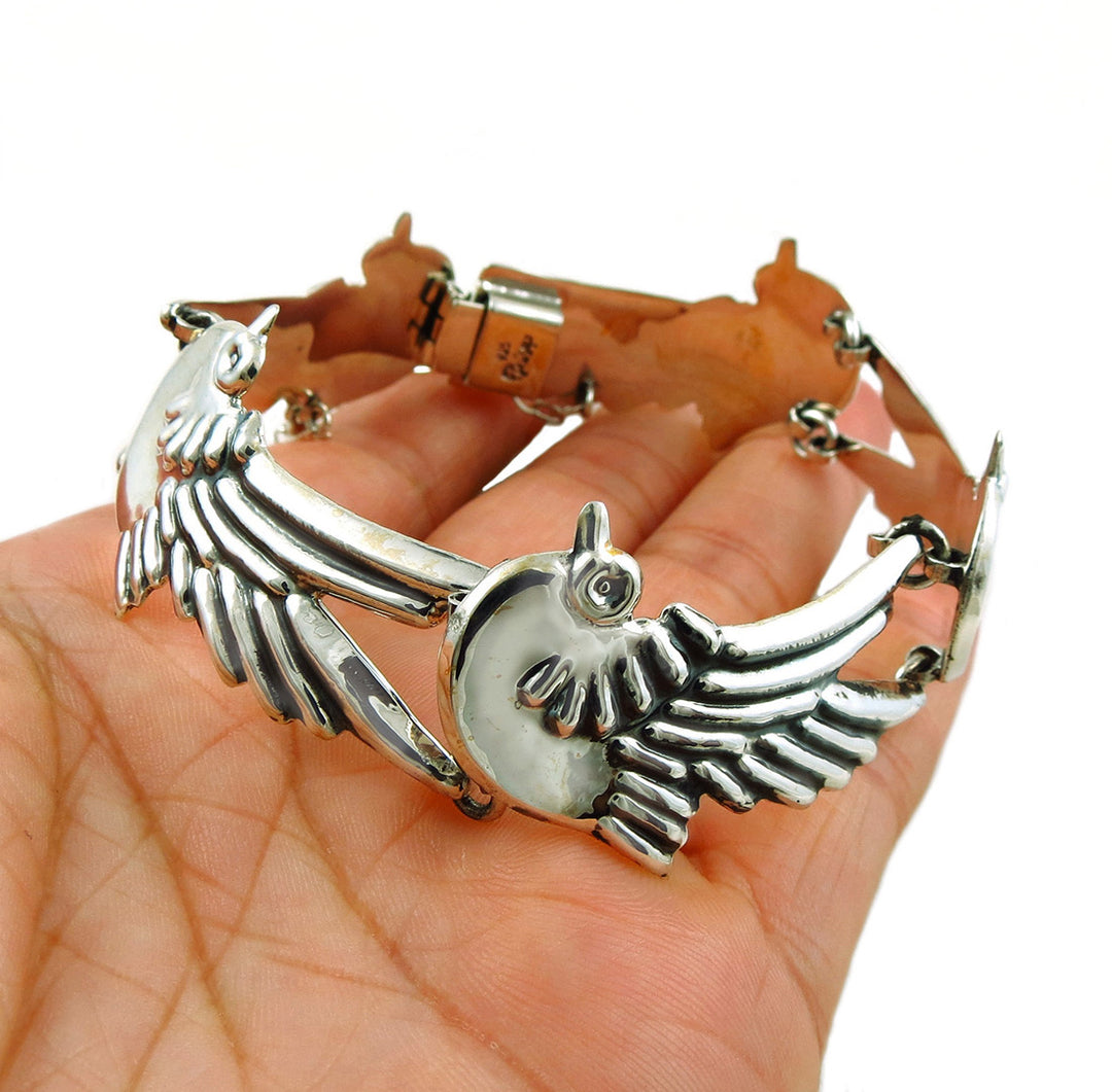 Maria Belen Designer Taxco Doves Sterling Silver Bird Bracelet