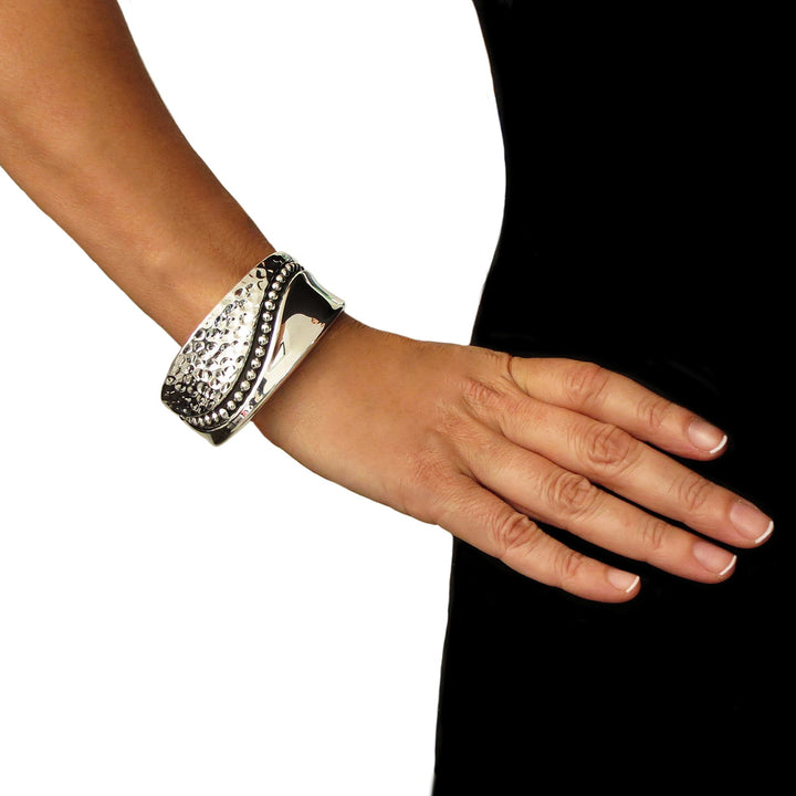 Handmade Silver Hammered Women's Bracelet Cuff