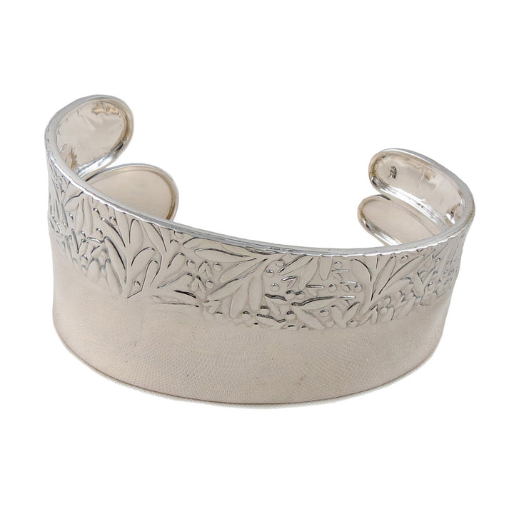 Hallmarked Solid Sterling 925 Silver Flower Bracelet Cuff Gift Boxed