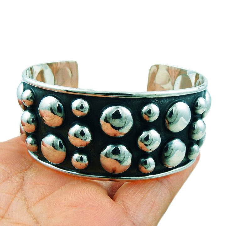 Hallmarked Heavy 925 Sterling Silver Ball Bead Bracelet Cuff Gift Boxed