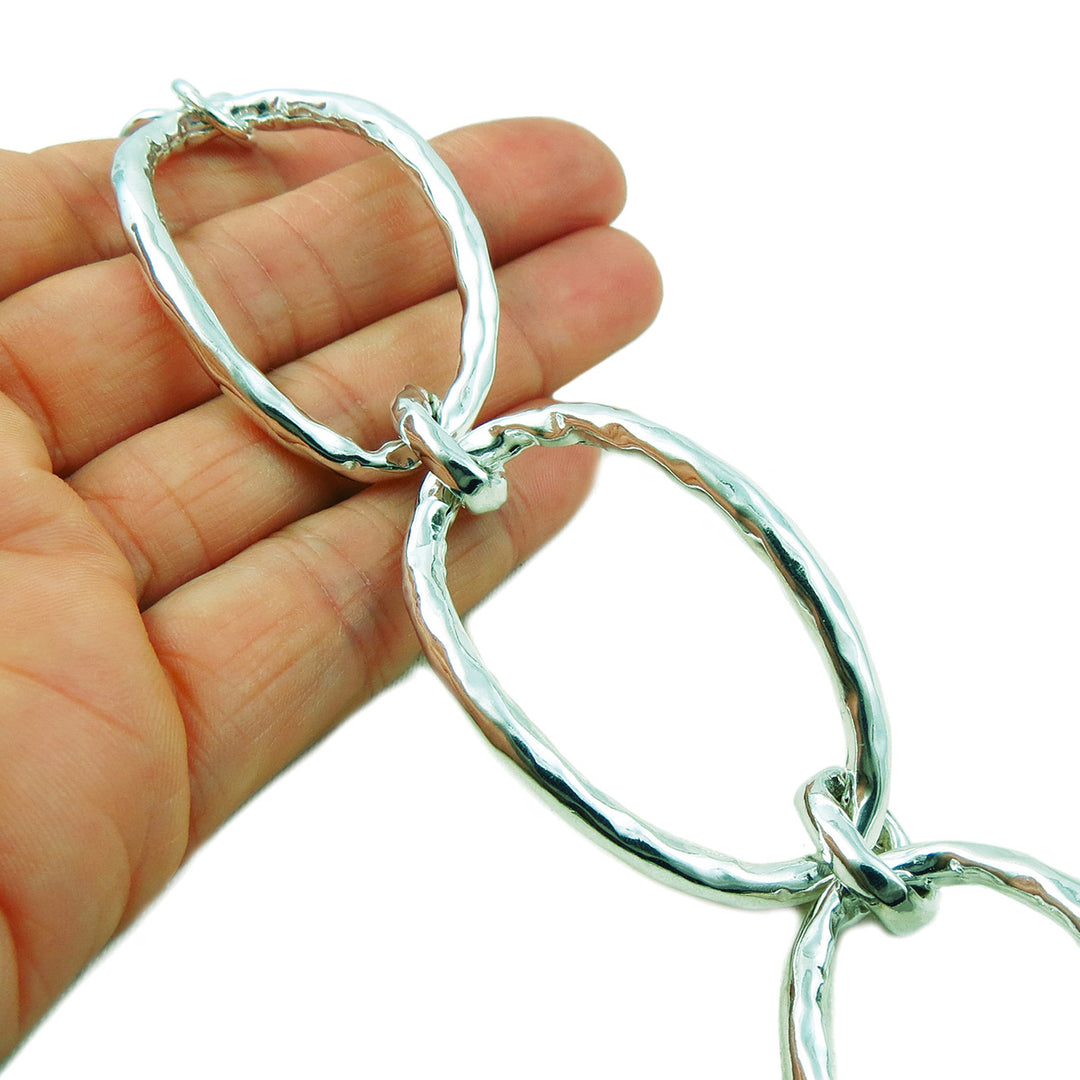 925 Sterling Silver Hammered Chain Bracelet