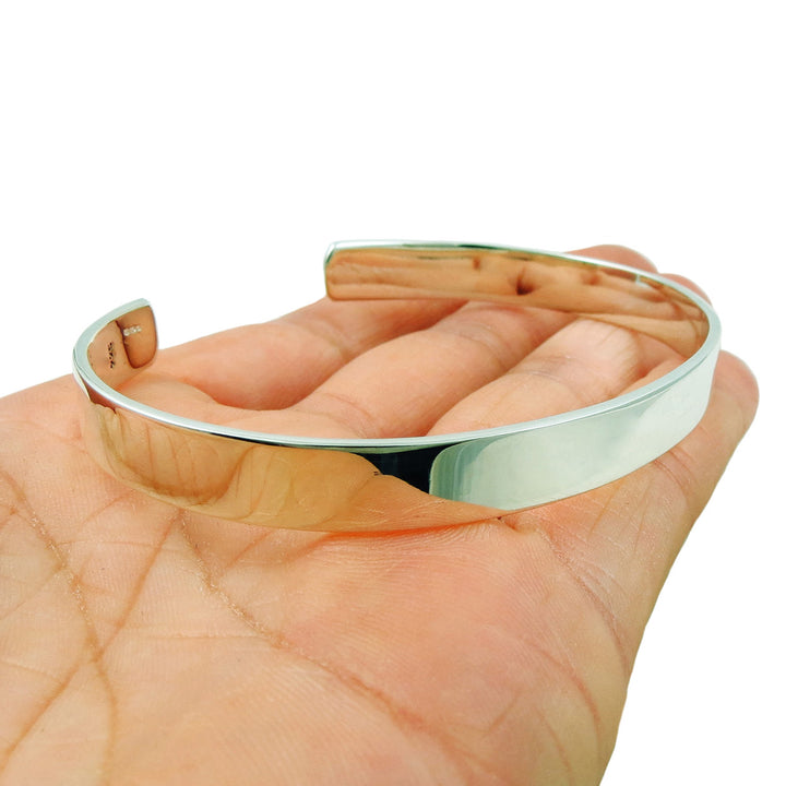 Polished Solid 925 Sterling Silver Bracelet Cuff for Women