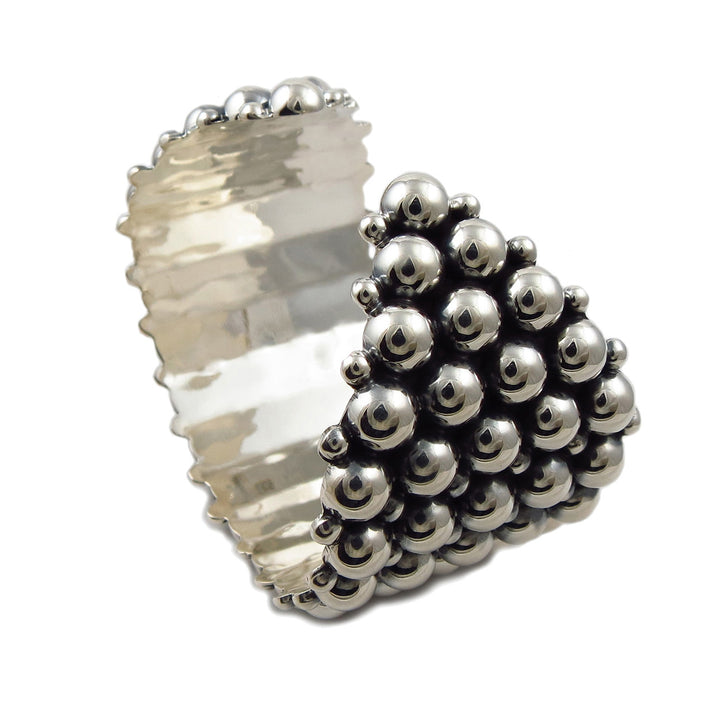 Heavy Ball Bead Hallmarked 925 Sterling Silver Bracelet Cuff