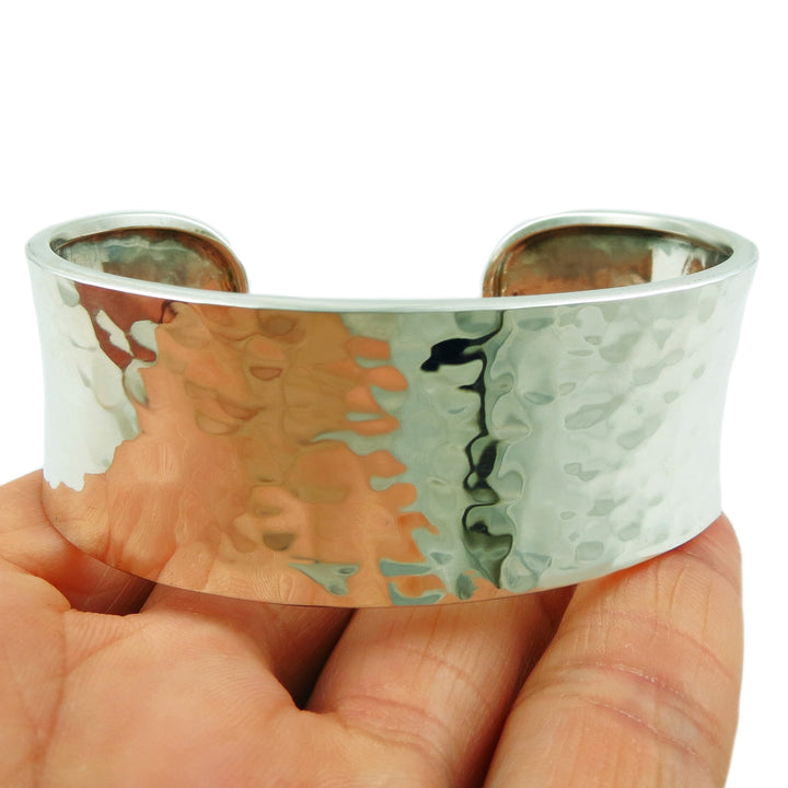 Sterling Silver Hand Hammered Bracelet Cuff for Women