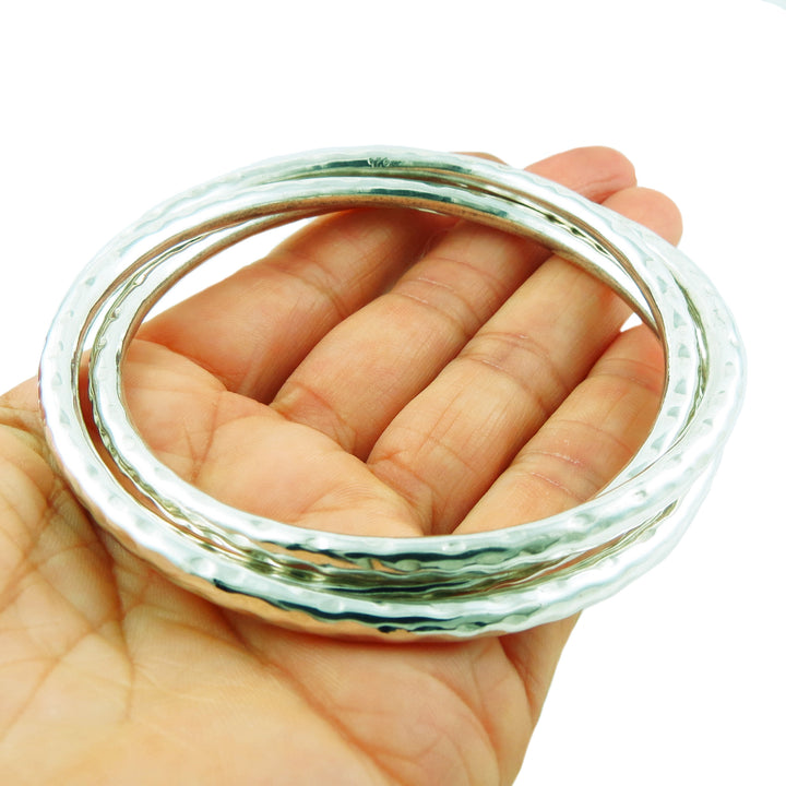 Hallmarked Sterling 925 Silver 3 in 1 Multi Circle Bangle in a Gift Box