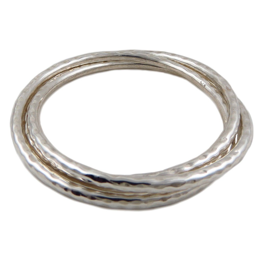 Hallmarked Sterling 925 Silver 3 in 1 Multi Circle Bangle in a Gift Box
