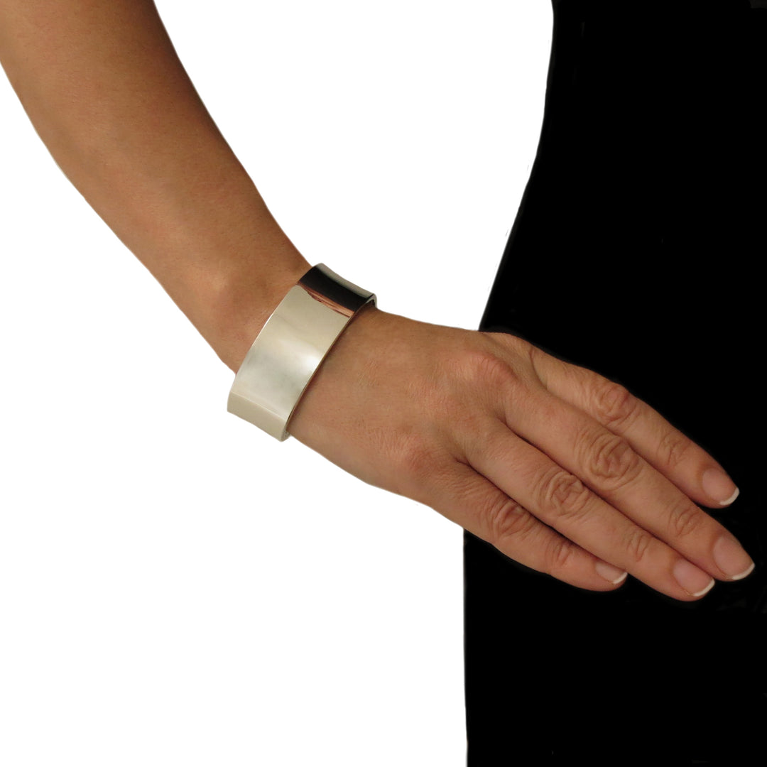 Handmade Large Sterling Silver Polished Bracelet Cuff