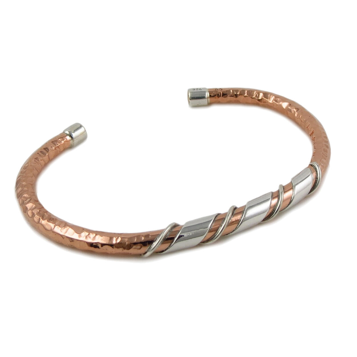 Solid Hammered Copper and 925 Silver Bracelet – The Mexican Collection