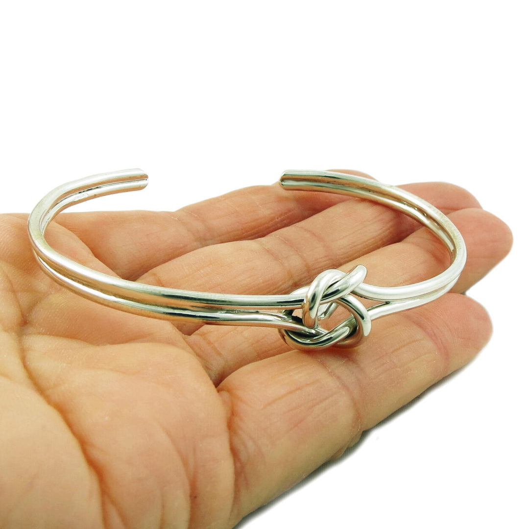 Hallmarked Double Love Knot 925 Sterling Silver Bracelet