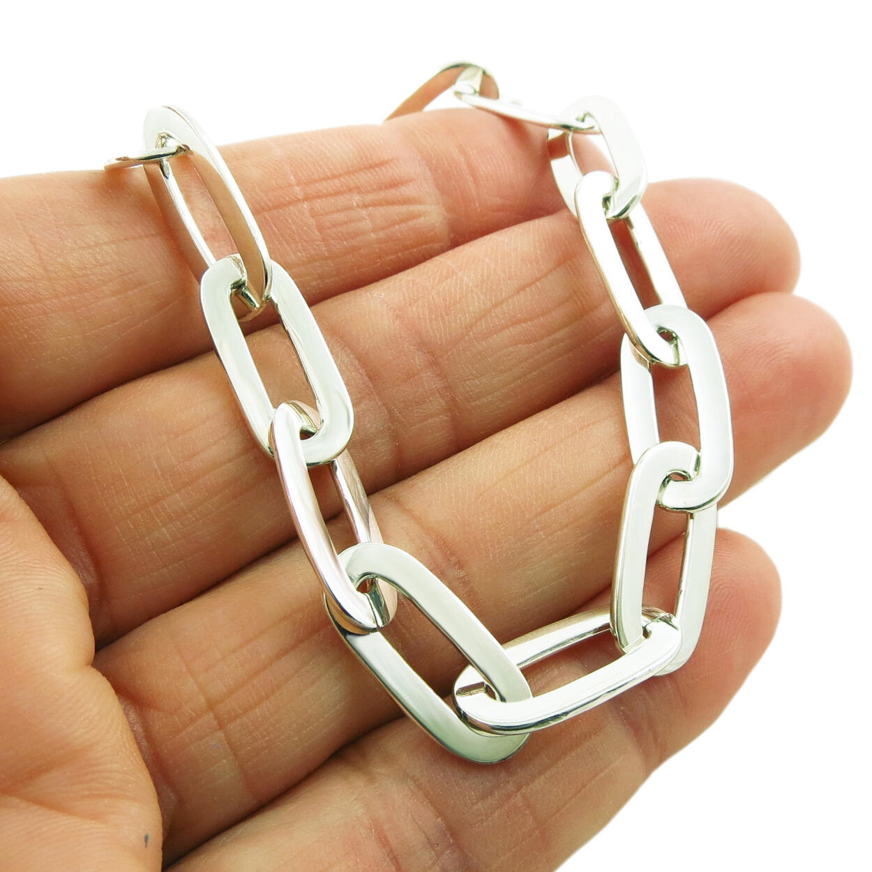 Chunky Sterling 925 Silver Handmade Women's Curb Chain Bracelet