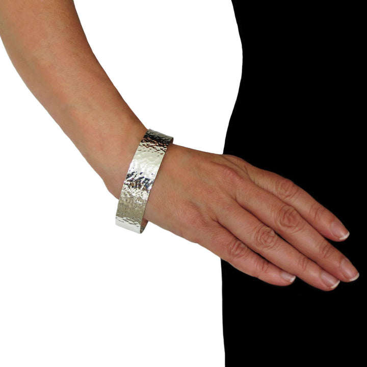 Large Sterling Silver Hammered Bracelet Cuff