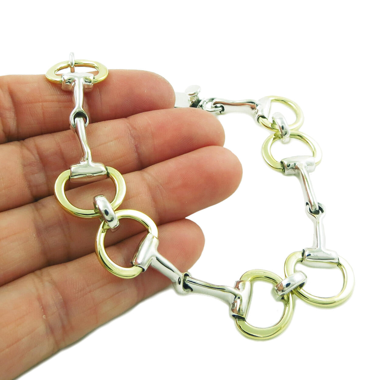 Two Tone Horsebit Bracelet in Sterling Silver