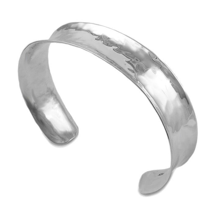 Wide 925 Sterling Silver Hand Hammered Bracelet Cuff