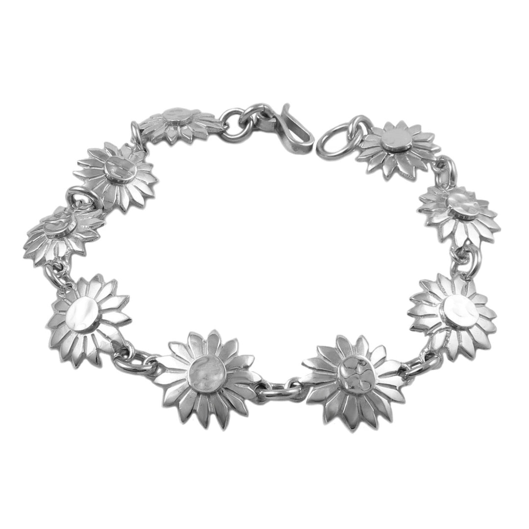Daisy Chain Sterling Silver Link Bracelet