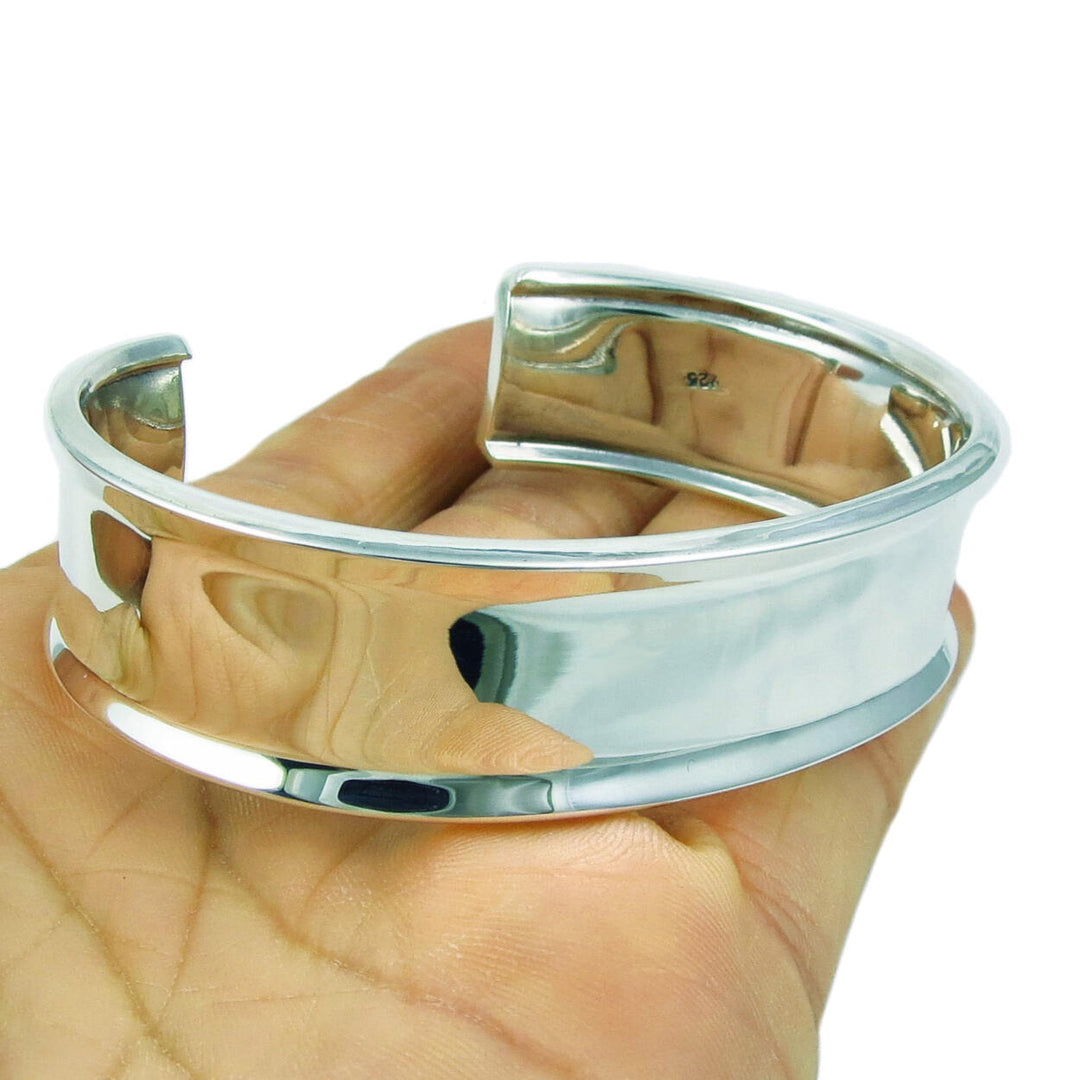 Wide Polished Sterling Silver Women's Bracelet Cuff