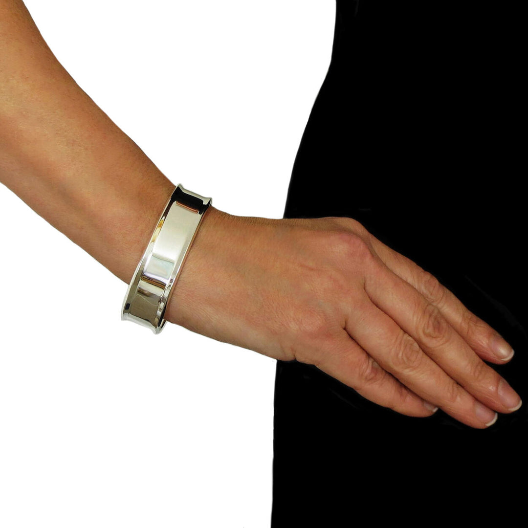 Wide Polished Sterling Silver Women's Bracelet Cuff