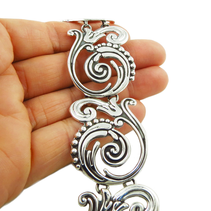 Maria Belen Taxco Designer Fern Sterling 925 Silver Bracelet Cuff