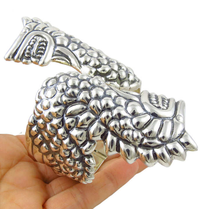 Large Serpent Sterling Silver Taxco Bracelet Clamper Cuff