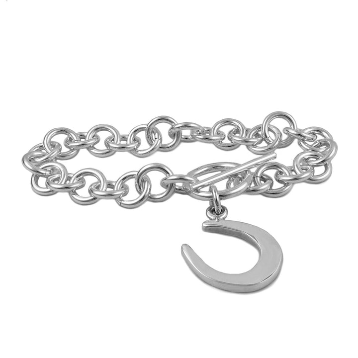 Lucky Horseshoe Sterling Silver Chunky Chain Bracelet