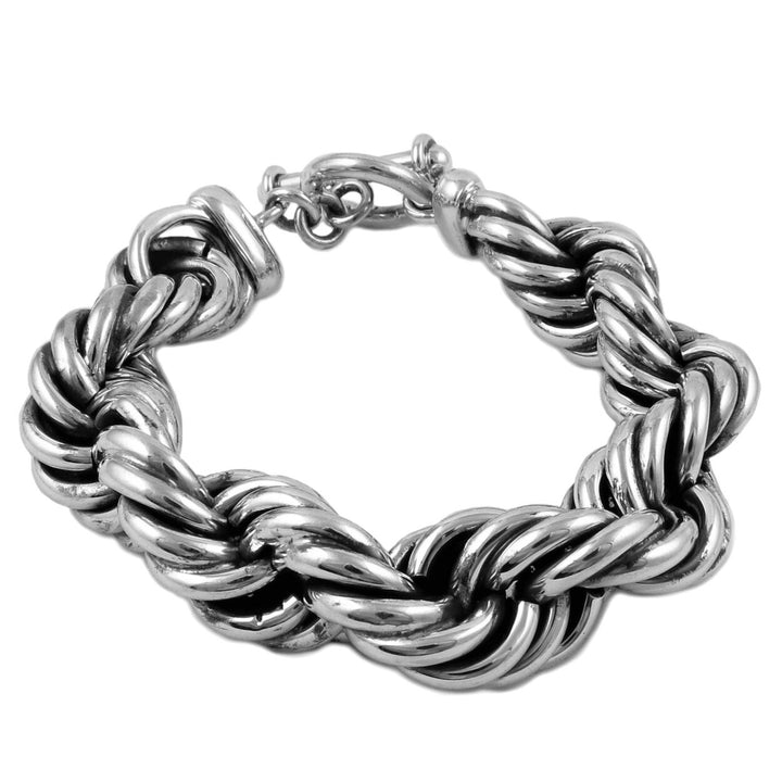 Chunky Hallmarked 925 Sterling Silver Twisted Rope Chain Bracelet