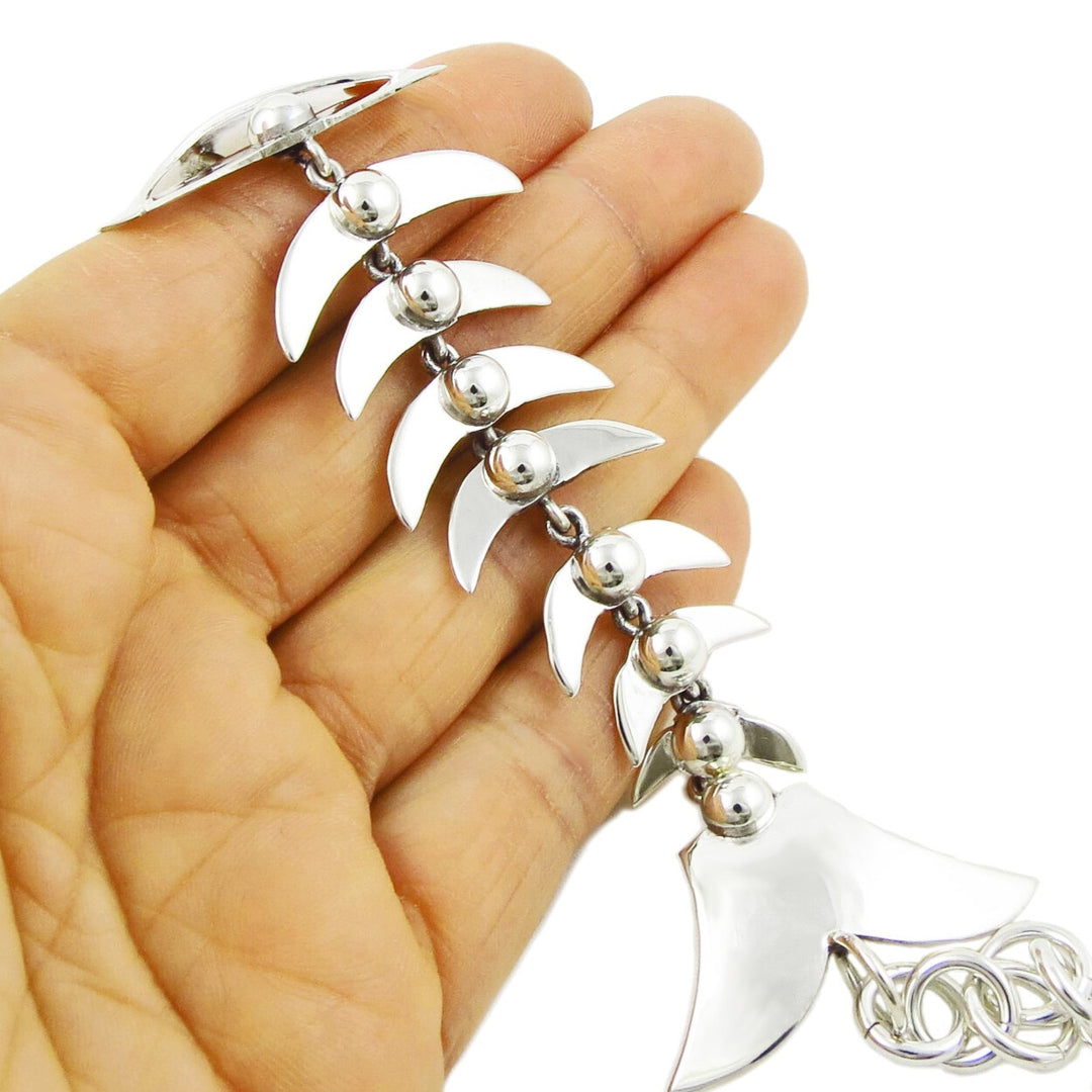 Large Fish Skeleton 925 Sterling Silver Bracelet