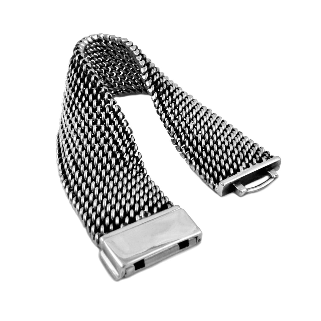 Heavy 925 Sterling Silver Woven Chain Bracelet