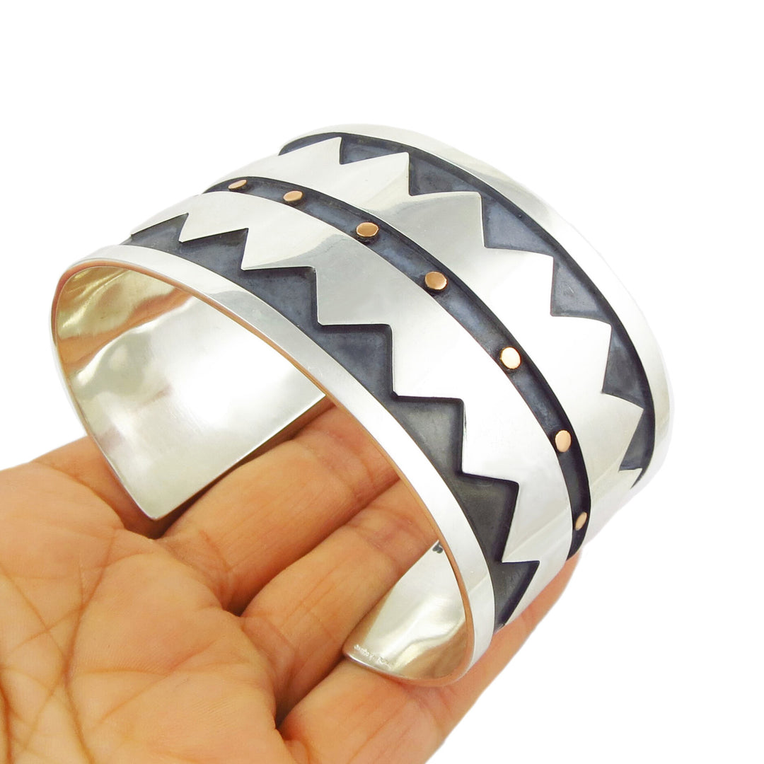 Maria Belen 925 Sterling Silver Wide Bracelet Cuff