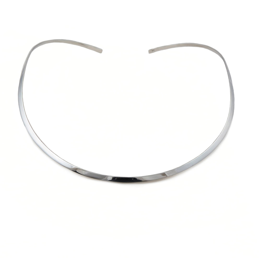 Polished 925 Sterling Silver Choker Necklace Torc