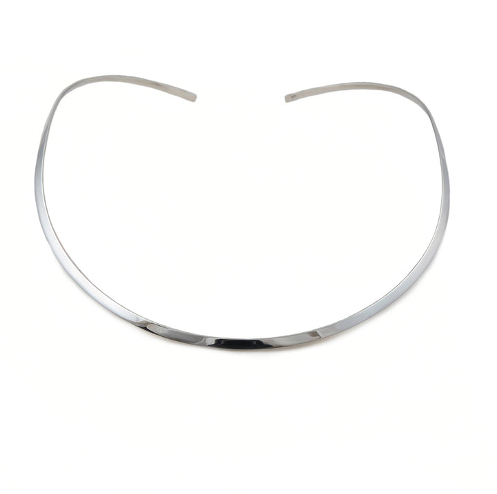 Polished 925 Sterling Silver Choker Necklace Torc