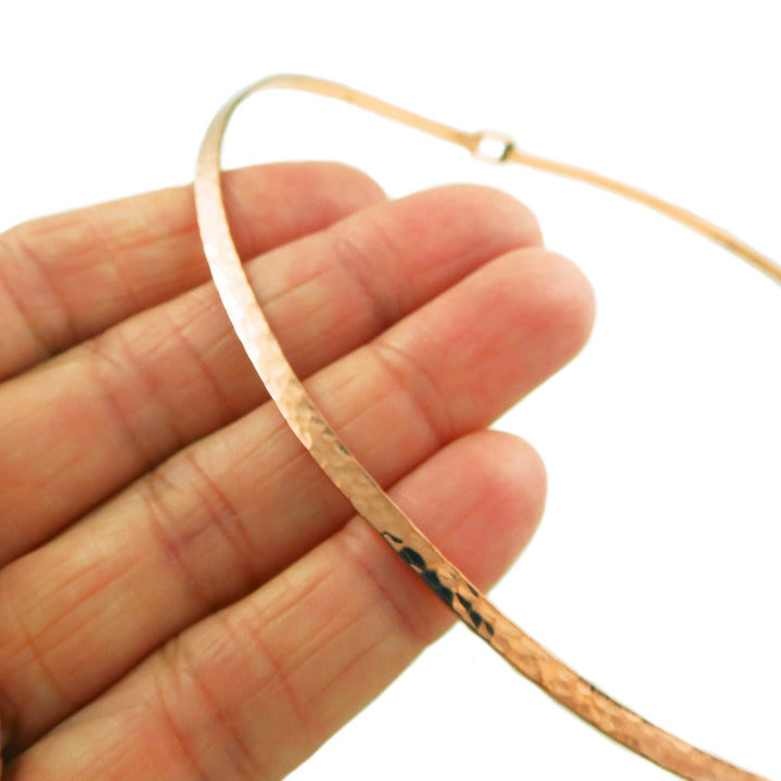 Solid Hammered Copper Choker Necklace Torc